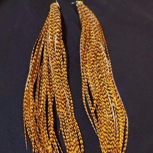 Rooster Feathers Artisan Earrings - long - NWOT